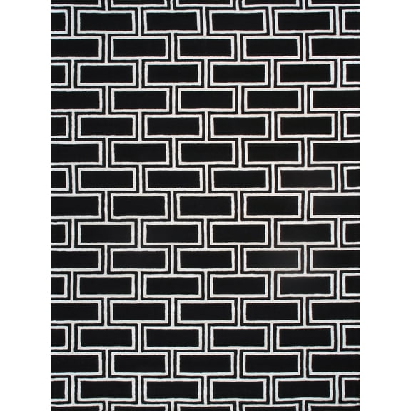 Pasargad Home Edgy 5' x 8' Hand-Tufted Silk and Wool Black/Ivory Rug, For Indoor Space and all Age of Group