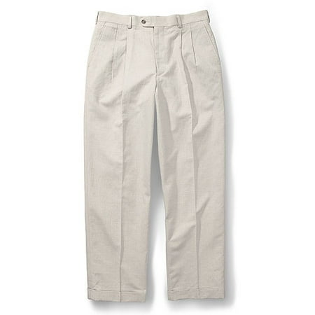 Men's Cuffed Pleat-Front Linen-Blend Pants
