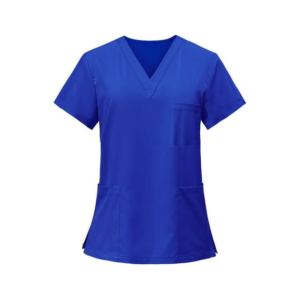 Womens Scrubs Set,3 Pocket Scrub Tops for Women, Stretch Fabric Breathable V-Neck Womens Scrub Shirts, 3 Pocket Comfortable Scrub Tops,Blue,XXL