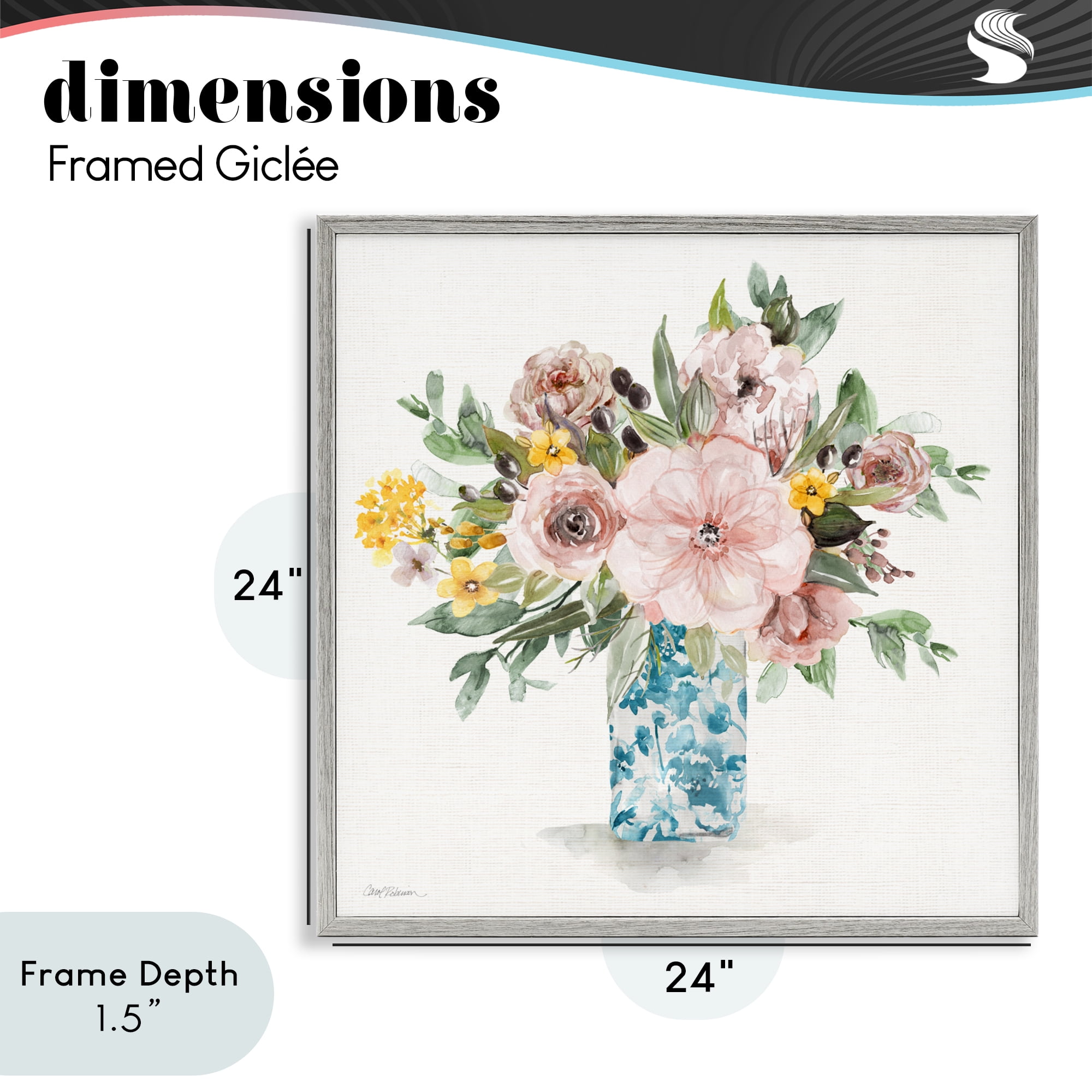 Stupell Industries Summer Chinoiserie Vase Gray Framed Giclee Art, design by Carol Robinson
