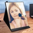 thumbnail image 5 of 10x7 Inches Portable Folding Makeup Mirror, Frameless PU Leather Desk Mirror with Stand for Camping Travel Tabletop Personal, Blue, 5 of 5