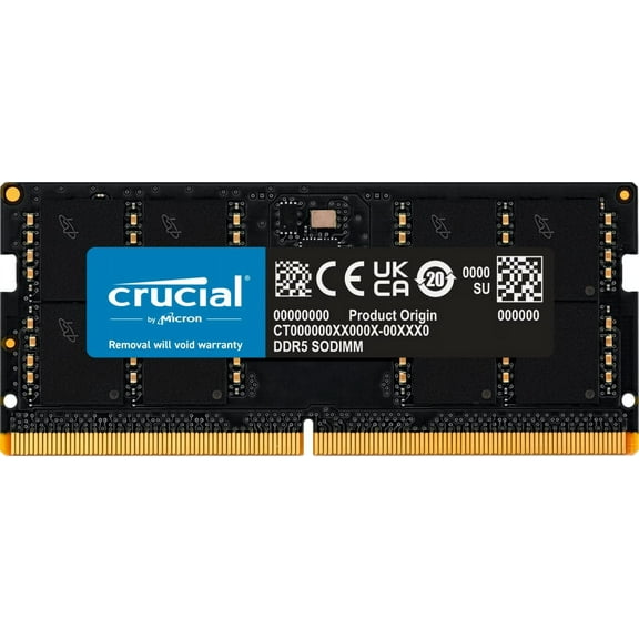 Crucial RAM 16GB DDR5 5600MT/s (or 5200MT/s or 4800MT/s) Laptop Memory CT16G56C46S5