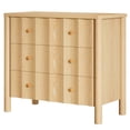 thumbnail image 5 of Spaco Rectangular Minimalist Nightstand with Solid Wood Desktop, 3-Drawer Storage Base for Indoor as Living Room, Bedroom, Brown, 5 of 6