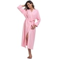 thumbnail image 2 of EA'S SECRET 100% Cotton Womens Robe Lightweight Long Kimono Bath Robe Soft Knit Spa Robes Ladies Loungewear with Pockets(Pink,XL), 2 of 9