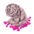 thumbnail image 3 of Womens Flamingo Print Tassels Oblong Cotton Scarf Lightweight Shawls (Pink), 3 of 4