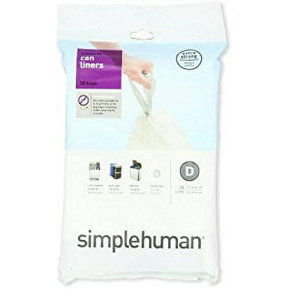 Simplehuman Code D Custom Fit Liners, 20 Count