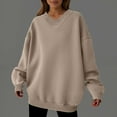 thumbnail image 2 of EDFBUYKRS Female Long Sleeve Sweatshirt Sweatshirts for Women Plus Size Lined Oversized Sweaters Long Sleeve Pullover Crewneck Warm Tunic Tops Size M, 2 of 7