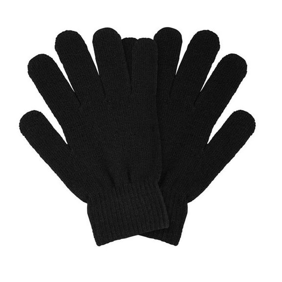 Xijirk Solid Black Basic Knit Gloves Warm Winter Thermal Full Finger Casual Gloves Black,One Size