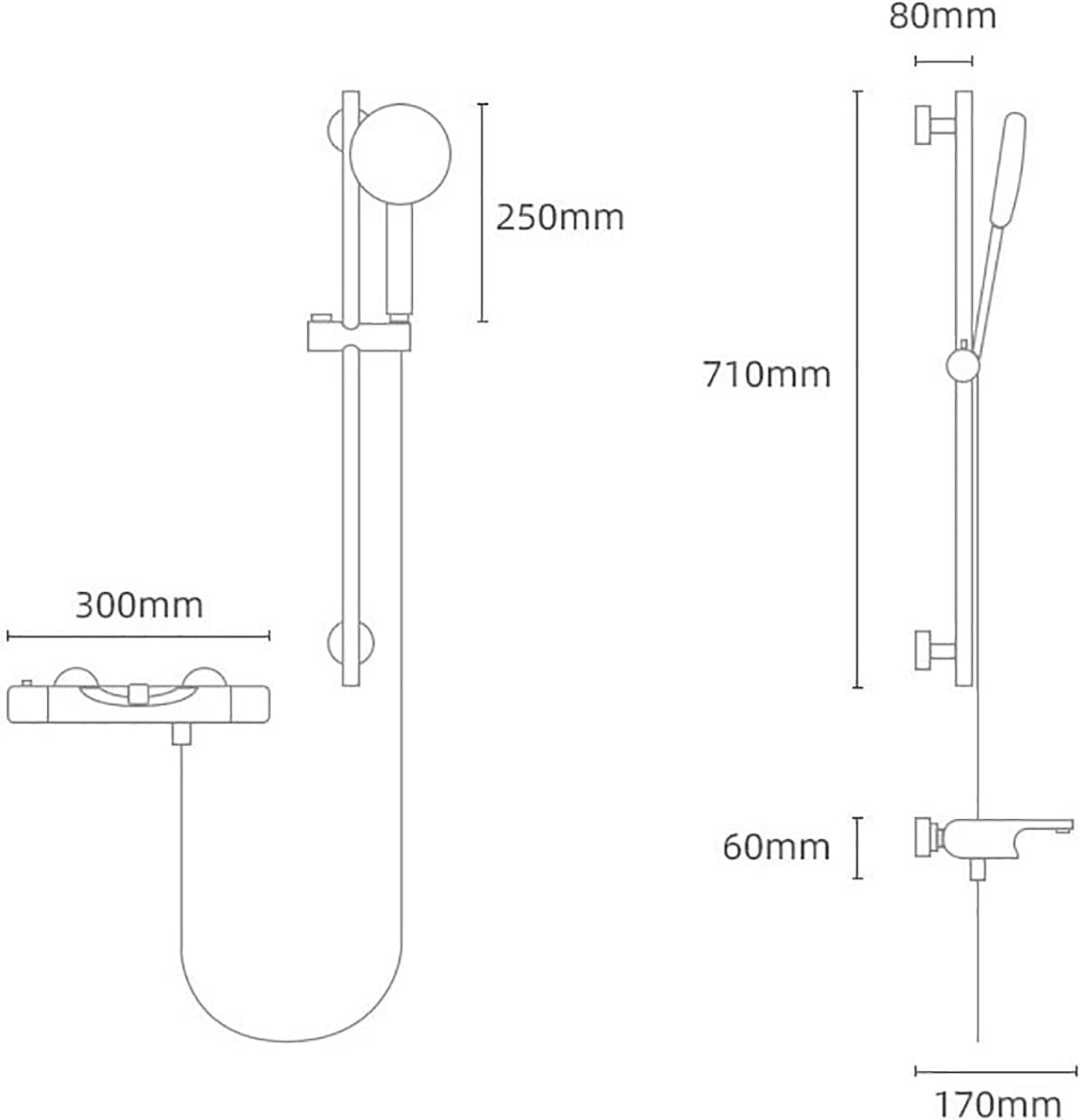 Industrial Bathtub Faucet with Handheld Shower Tub Filler Faucet Wall Mount Brass Tub Faucet 2 Handles 2 Holes Tub Mixer Tap with Liftable Shower Rod, Shower Hose,Chrome