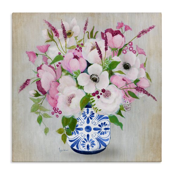 Stupell Industries French Country Pink Flower Chinoiserie Canvas Art, 17 x 17, by Janet Tava