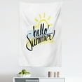 thumbnail image 1 of Hello Summer Tapestry, Freehand Brush Strokes Background Calligraphy Summer Elements, Fabric Wall Hanging Decor for Bedroom Living Room Dorm, 5 Sizes, Pale Yellow Almond Green, by Ambesonne, 1 of 1