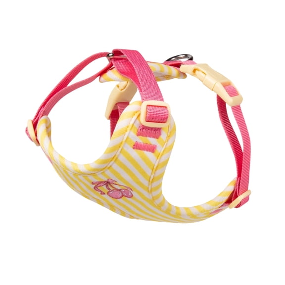 Cherry Embroidered Dog Harness, Lightweight Breathable Pet Vest Harness for Small Dogs, Adjustable Strap Harness for Walking and Outdoor Activities,Yellow,XS