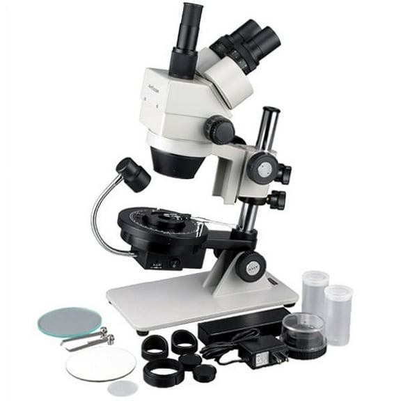 AmScope Cordless LED 7X-90X Jewel Gem Stereo Zoom Microscope New