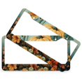 thumbnail image 2 of Pumpkin Maple Leaf Flower License Plate Cover 2 Pack Fall Autumn Thanksgiving Harvest License Plate Cover Frame for Women Men US Vehicles 2 Round Holes Aluminum Metal License Plate Frame, 2 of 6