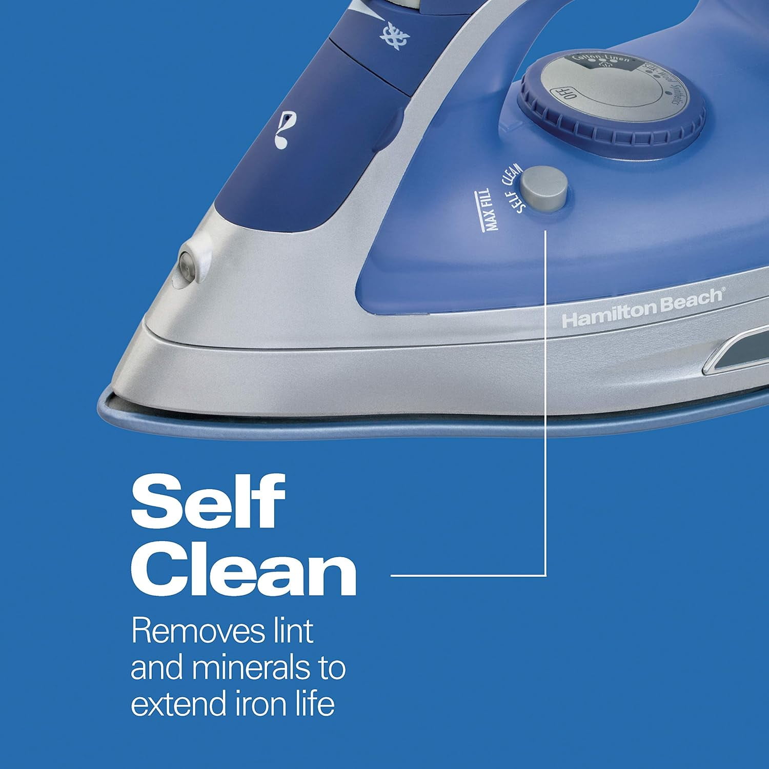 Steam Iron & Vertical Steamer for Clothes with Scratch-Resistant Durathon Soleplate, 8' Retractable Cord, 3-Way Auto Shutoff, Anti-Drip, 1500 Watts, Blue