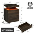 thumbnail image 4 of Hommpa Dark Walnut. LED Nightstand with Wireless Charging Station&3 Drawer, Modern End Side Table Bedside Table for Bedroom,Set of 2., 4 of 6