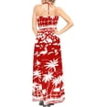 thumbnail image 3 of HAPPY BAY Women's Summer A-Line Maxi Beach Dress Boho Smocked Top Evening Long Strapless Tube Dresses for Women One Size Ruby, Palm Tree, 3 of 5