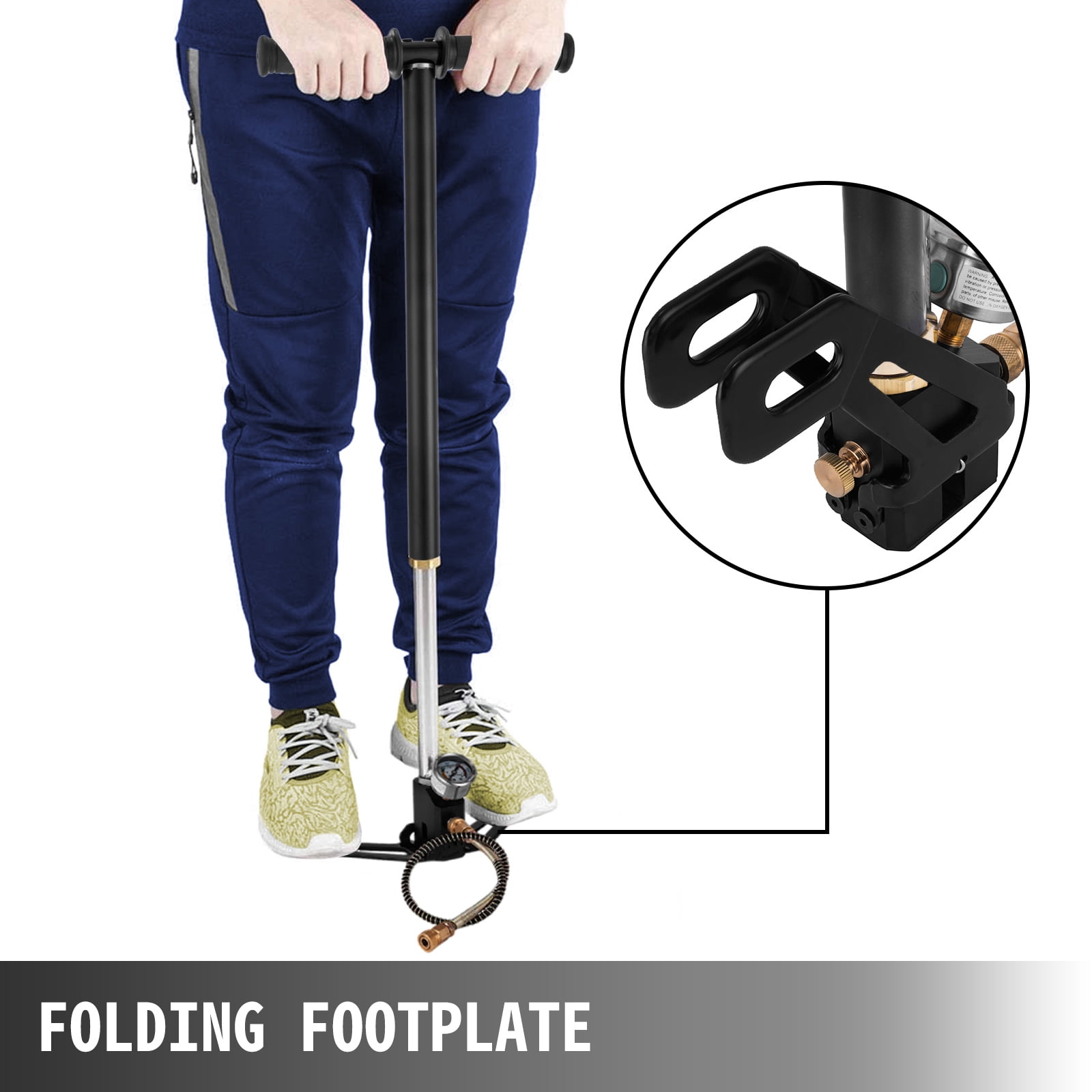 VEVOR High Pressure Hand Pump 3 Stage, Pcp Hand Pump 4500Psi, Airgun Pcp Pump Stainless Steel Filling Stirrup Pump (Black)