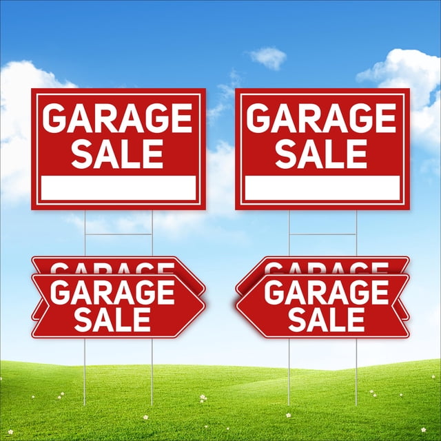 Carteles de venta de garaje ComboJoy, 6 unidades, impermeables con estacas