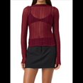 thumbnail image 2 of Camisetas de Larga Transparentes para Mujer, de Transparente, Ajustadas, con Ribete Festoneado, Blusas y Conjuntos Superiores Vino Tinto XL, 2 of 8
