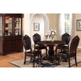 thumbnail image 2 of Formal Dining Room 5pc Assemblage: Dark Brown Round Table & 4 Solid Back Chairs Classic : With Pedestal Intricately Crafted Wood, 2 of 7