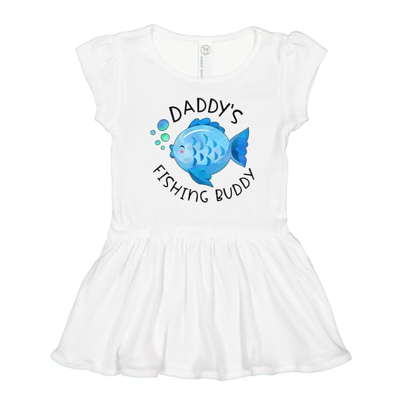 Inktastic Daddy's Fishing Buddy with Cute Blue Fish Girls Toddler Dress