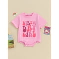 thumbnail image 4 of Aojekbee Infant Baby Girl Birthday Jumpsuit Letter Print Short Sleeve Round Neck Romper Cute Bodysuit, 4 of 10