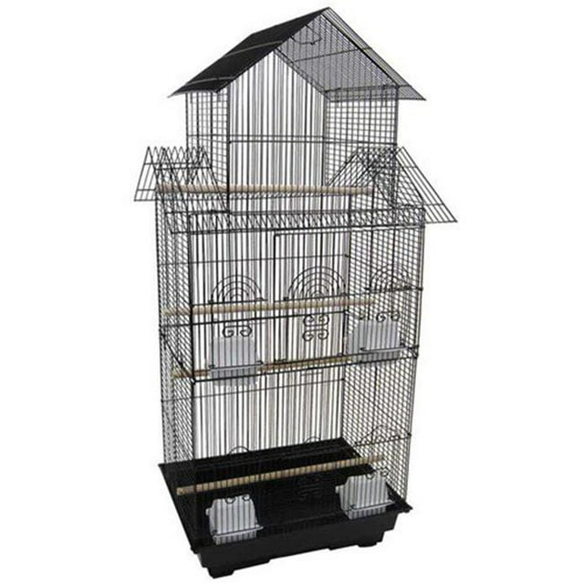 Grande Cage à Oiseaux en Forme de Pagode Noire