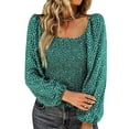 thumbnail image 2 of Blusa de manga larga, blusa con escote cuadrado y cintura con cuello cuadrado, blusa estampada de manga larga, eficiencia óptima, 2 of 6