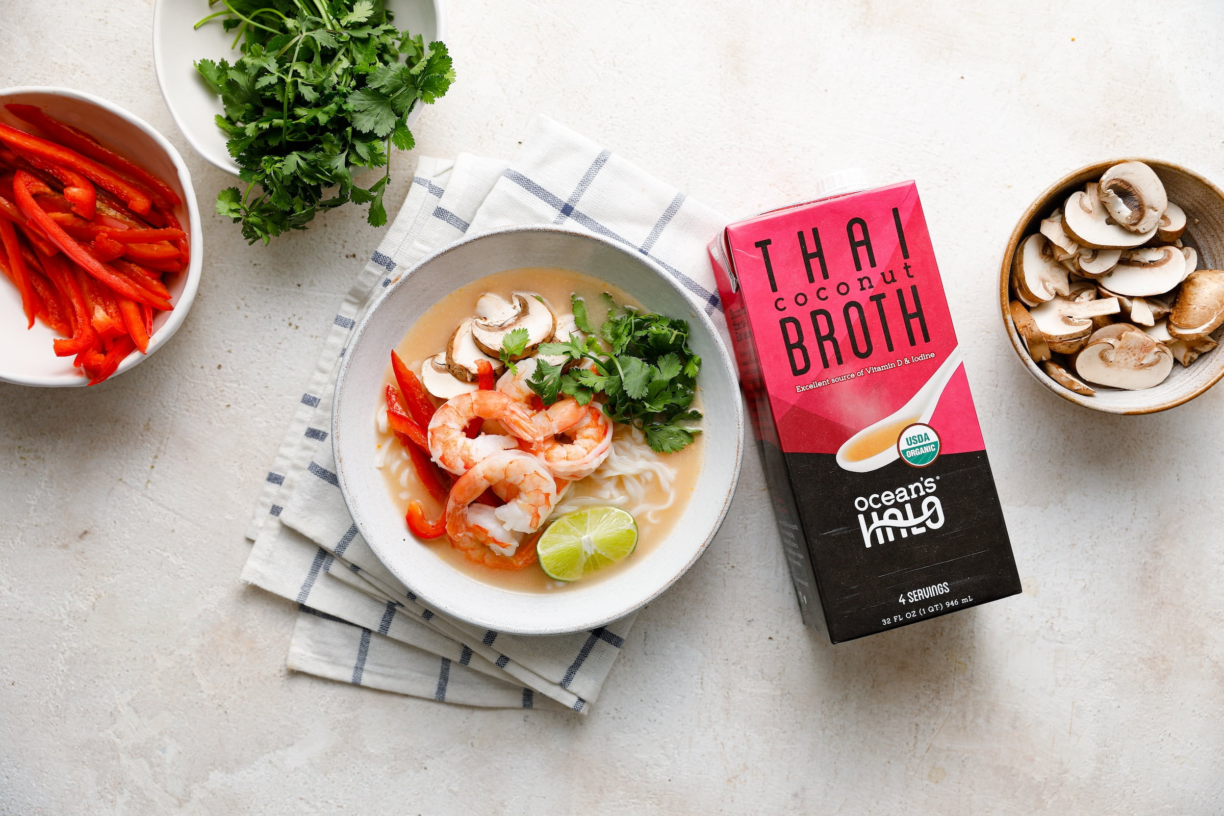 Ocean's Halo, Organic and Vegan Thai Coconut Broth, Shelf-Stable, Contains Coconut, 32 oz.