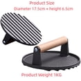 thumbnail image 2 of Presse à Viande Ronde en Fonte Direct d'Usine pour Grillades et Cuisson de Steak - 17,5 cm X 7 cm, Construction Durable de Haute Qualité, Répartition Uniforme de la Chaleur, Facile à Nettoyer, Idéale pour Restaurants,, 2 of 4
