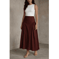 thumbnail image 4 of Moomaya Women’s 100% Cotton Midi Skirt | High Waist Panelled A-Line Flared Skirt with Side Gathers | Soft Breathable Summer Casual Wear, 4 of 6