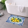 thumbnail image 3 of FJPT Non Slip Flannel Polyester Floor Mat Lemon Pattern Blue Floral Design For Bathroom Kitchen Bedroom Decor 16x24 inch, 3 of 5