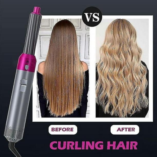 Electric Hair Styler Hair Dryers 5 In 1 Hair Curler Automatic Hair Straighteners Blow Dryer Brush Dry Wet Curling Iron Set Rose Red 11