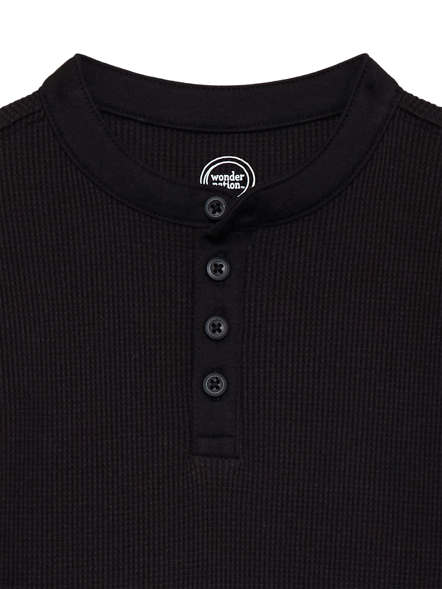 Wonder Nation Boys Thermal Henley Top with Long Sleeves, Sizes 4-18 & Husky