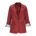 thumbnail image 6 of ClodeEU Women's Tweed Plaid Blazer Jacket , Casual Long Sleeve Lightweight Work Business Blazers Jackets Red,Womens Plus XXXL, 6 of 9