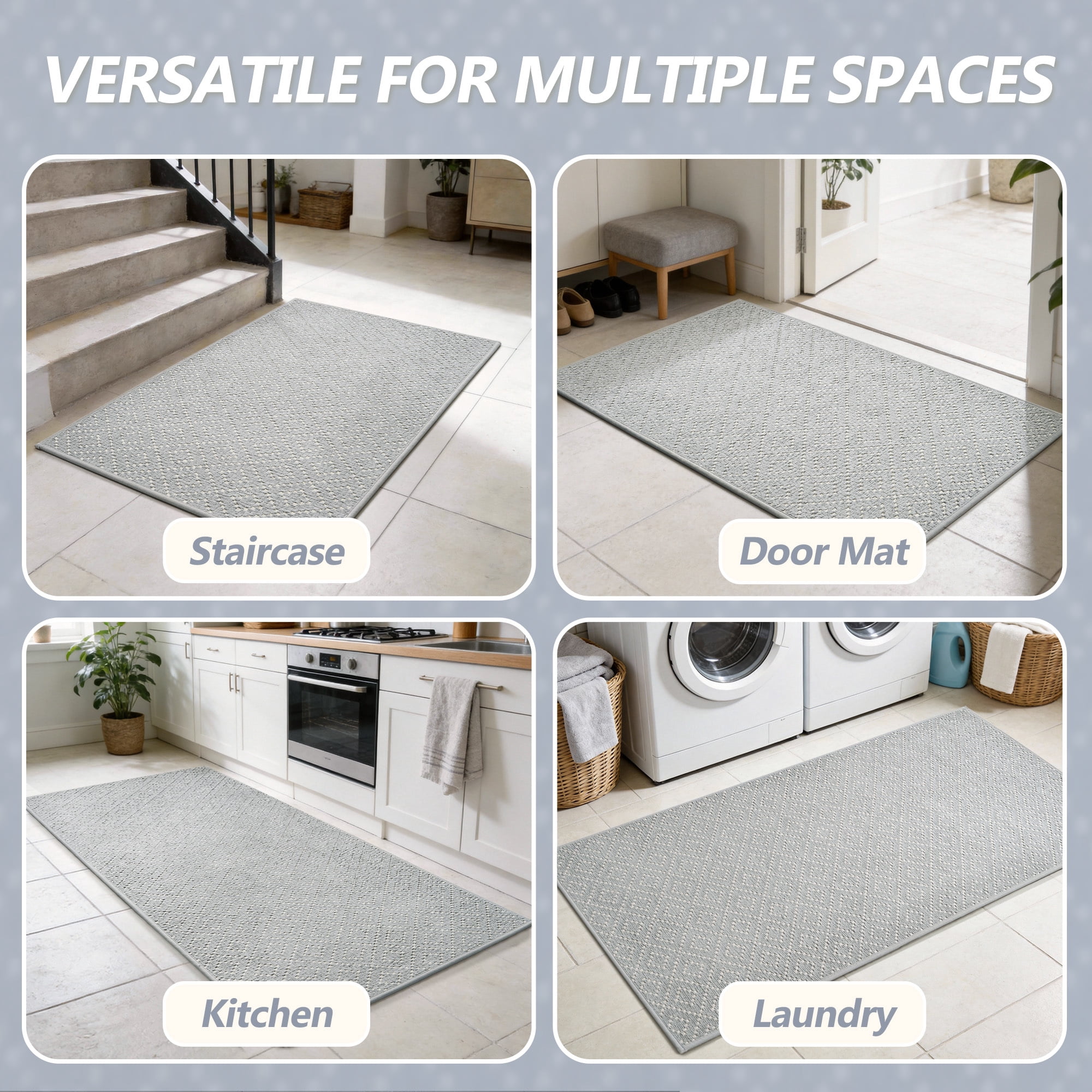 FEELHOME Bathroom Rug Diamond Pattern Absorbent Non Slip Bath Mat Soft Chenille Quick Dry Machine Washable Bathroom Mat with Rubber Backing Durable Bath Rug for Bathroom Floor 24"x35" Gray