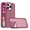 Burgundy, variant on For iPhone 13/14 Polished Oil Thick Acrylic Metal Button Hybrid Case Cover - Beige