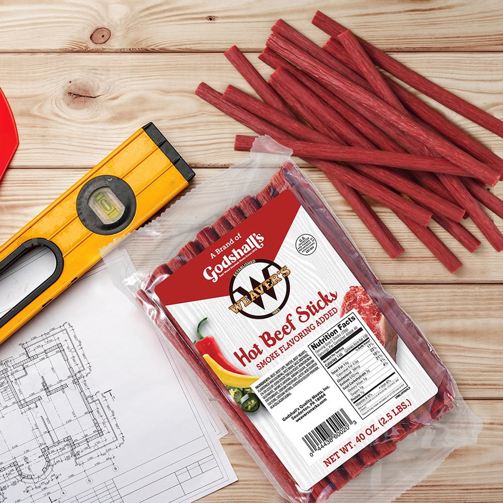 Weaver’s Hot Beef Sticks Twin Pack (Two 40oz bags of hot & spicy 7” beef sticks)