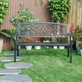 thumbnail image 3 of Hi-Line Gift Ltd. Iron Symphony- Steel and Cast Iron Garden Bench in Timeless Black, 3 of 5