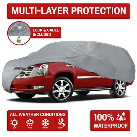 Motor Trend 4-Layer 4-Season Auto Waterproof Outdoor UV Protection for Heavy Duty Use Full Car Cover for Vans, Suvs, Crossovers (4 (Best Outdoor Car Cover For Winter)