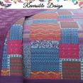 thumbnail image 3 of Cozy Line Home Fashions Aldiana 3-Piece Purple Patchwork Reversible Cotton Quilt Bedding Set, King, 3 of 5