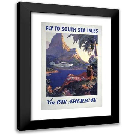Paul George Lawler 11x14 Black Modern Framed Museum Art Print Titled - Fly to South Sea Isles Via Pan American (1938)
