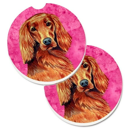 

Pink Irish Setter Set of 2 Cup Holder Car Coaster