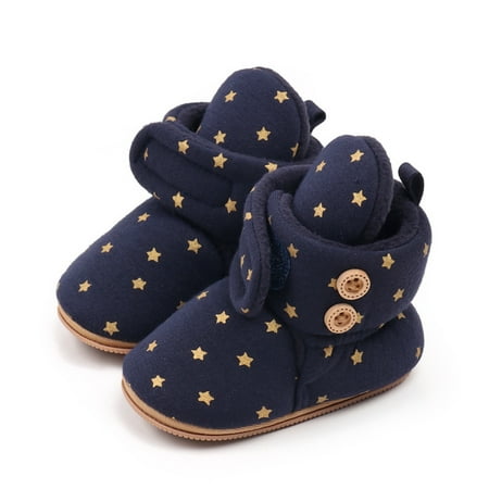 Mildsown Newborn Baby Winter Boots Star Print Warm Cute Flats Walking Shoes