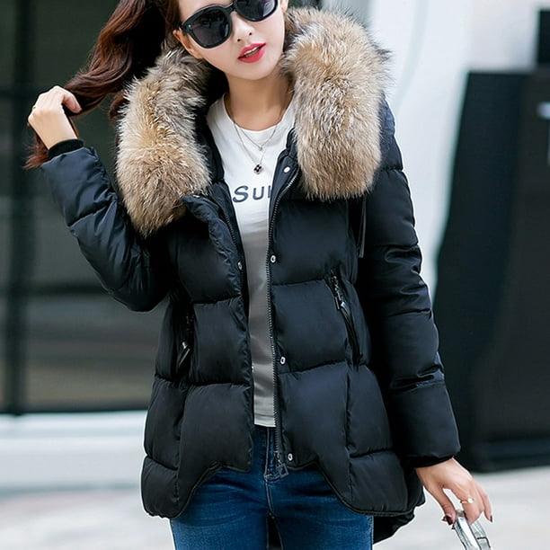 jovati Women Jacket Winter Fashion Women Winter Warm Cotton Hooded Winter  Jacket Long-Sleeved Coat 