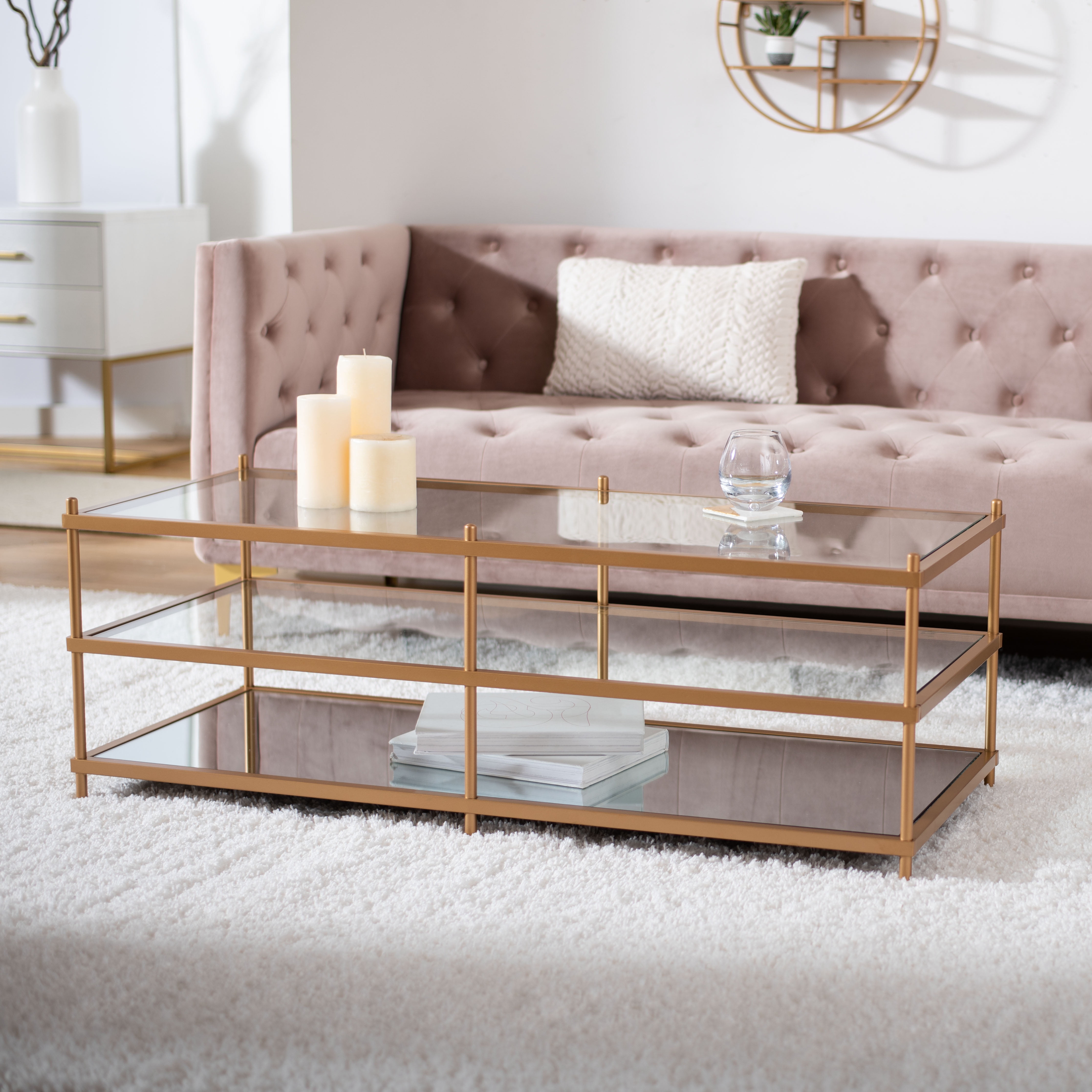 Safavieh Cathal Solid Glass/Mirror Coffee Table, Gold