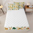 thumbnail image 4 of Manfei Lovely Bear Zipper Twin Comforter Sets with Fitted Sheet and 2 Pillowcases,Cute Camping Print Zipper Bedding Set,White,Reversible,4pcs, 4 of 8