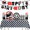 thumbnail image 2 of Decoraciones de fiesta de cumpleaños de juego de carreras, mantel, vasos, platos, suministros para Baby Shower, artículos de envío gratis, 2 of 4