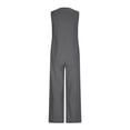 thumbnail image 4 of Oksale Wide Leg Jumpsuits for Women Plus Size Casual Cozy Linen Jumpsuit Dressy Button V Neck Sleeveless Bib Overalls with Pockets Gray L, 4 of 7